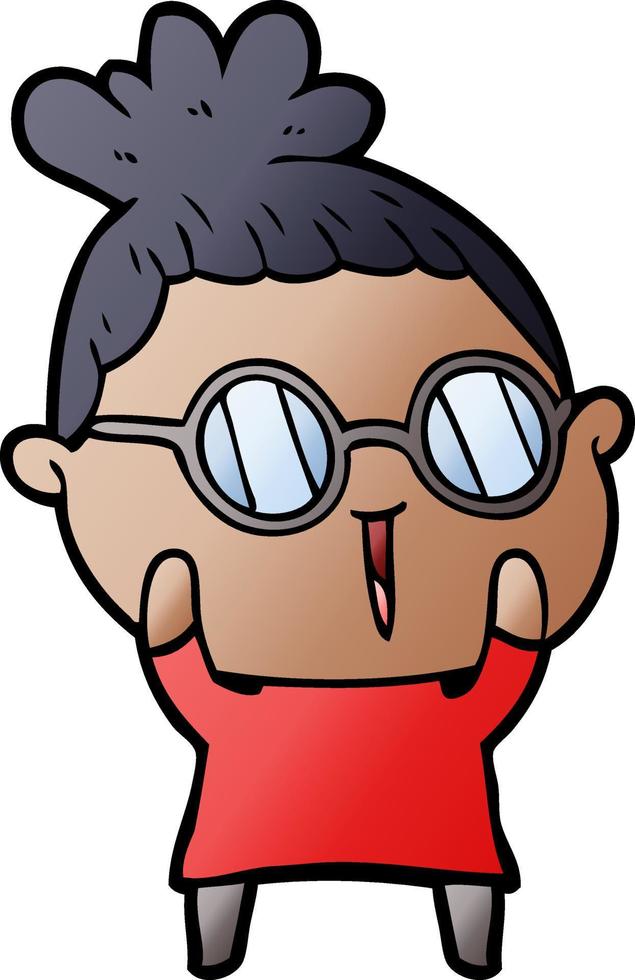 cartoon woman wearing spectacles vector