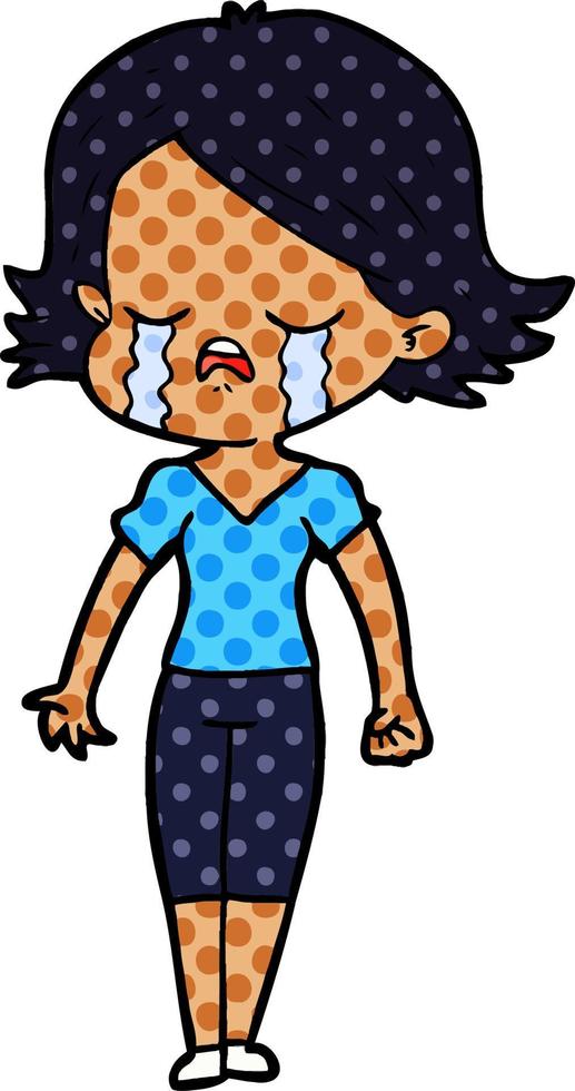 cartoon girl crying vector