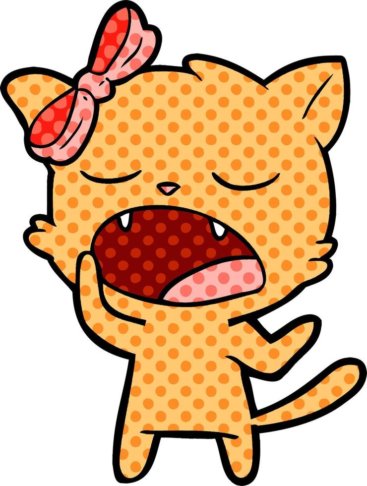 cartoon yawning cat vector