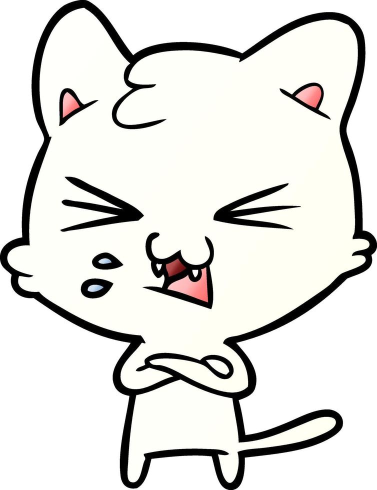 cartoon cat hissing vector