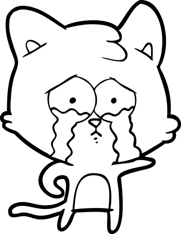 cartoon crying cat vector