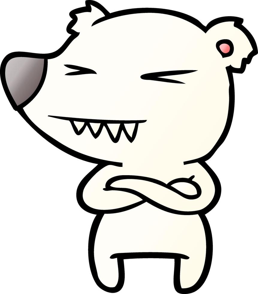 dibujos animados de oso polar enojado con los brazos cruzados vector