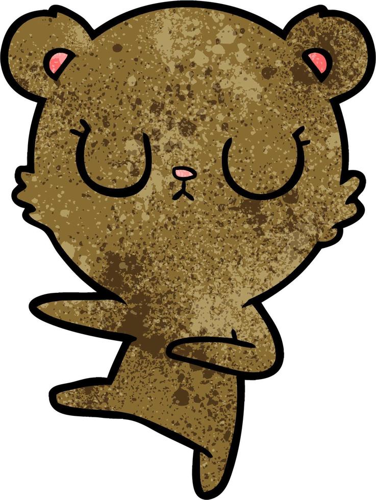 peaceful cartoon bear cub vector