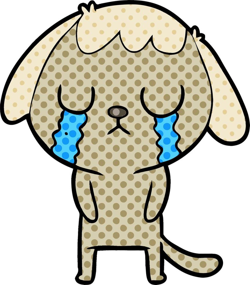 cute cartoon dog crying vector