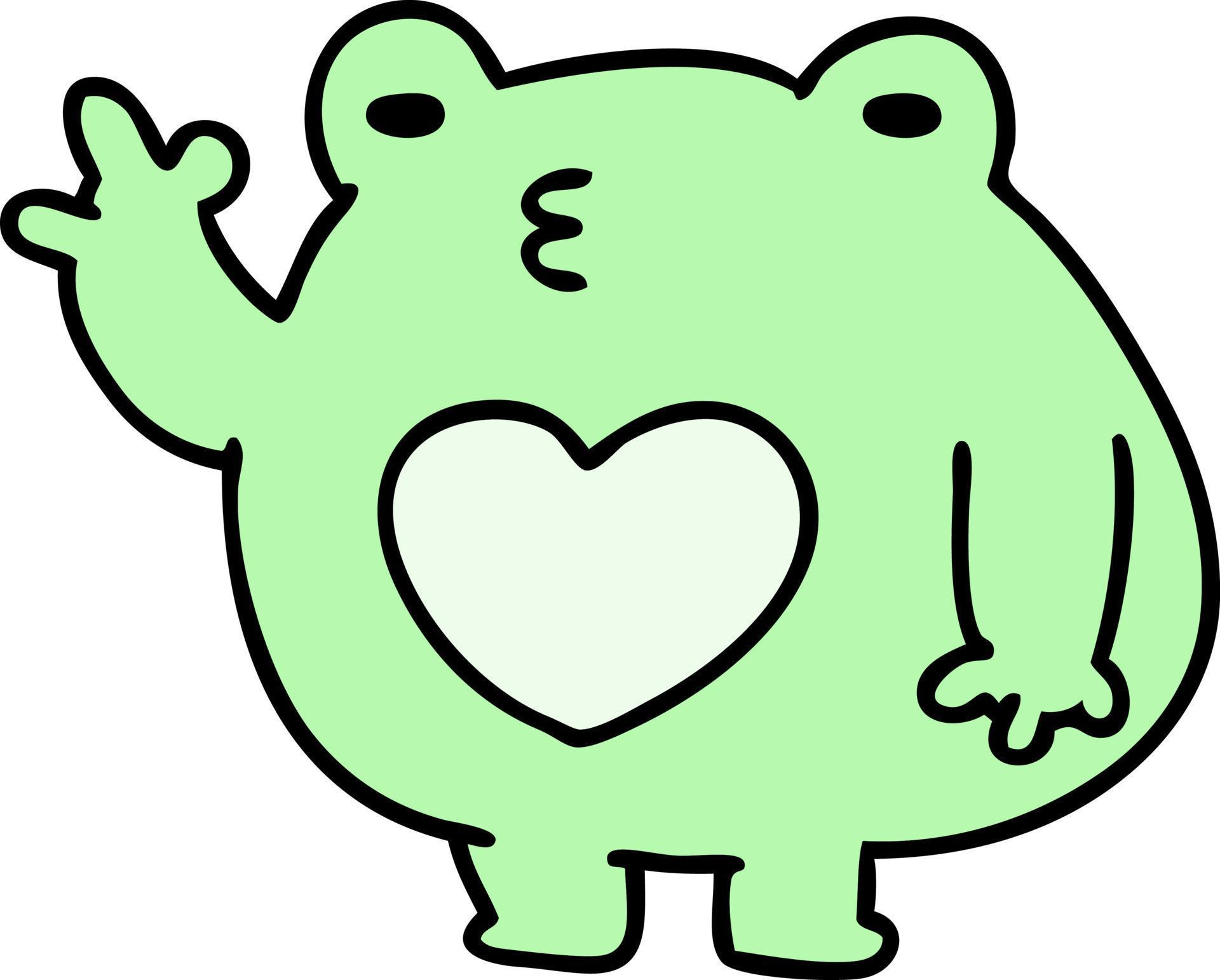 cartoon of a cute waving frog with love heart 12413522 Vector Art at