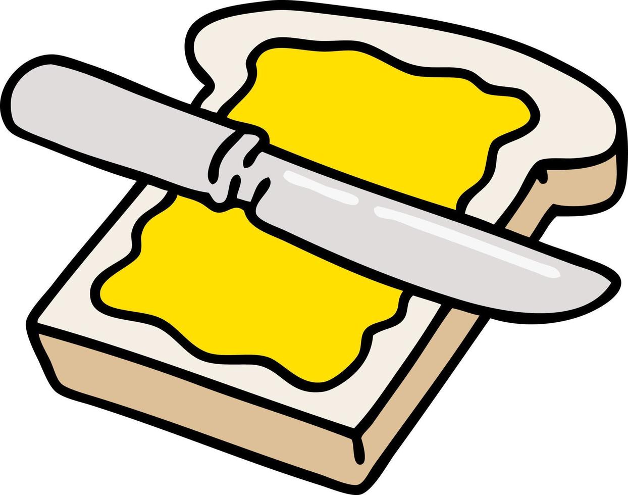 cartoon of a buttered slice of toast vector