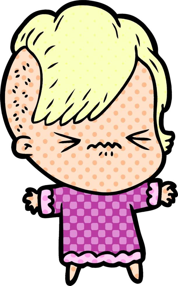 cartoon annoyed hipster girl vector