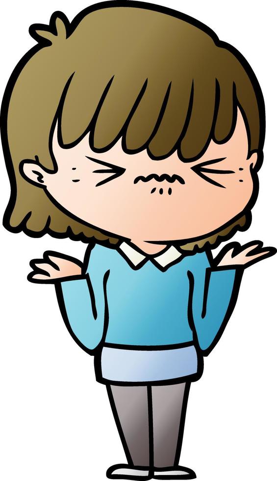 annoyed cartoon girl vector