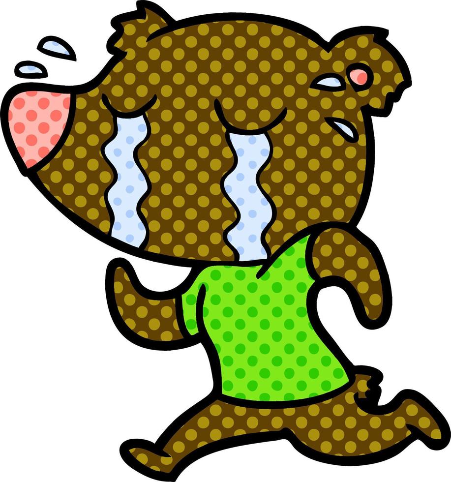 cartoon crying bear running vector