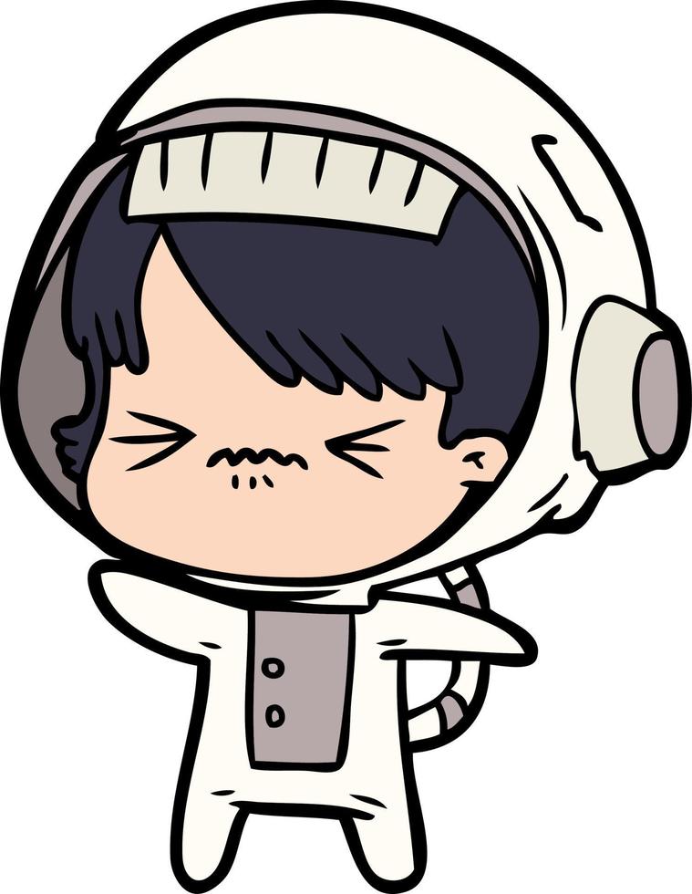 angry cartoon space girl vector