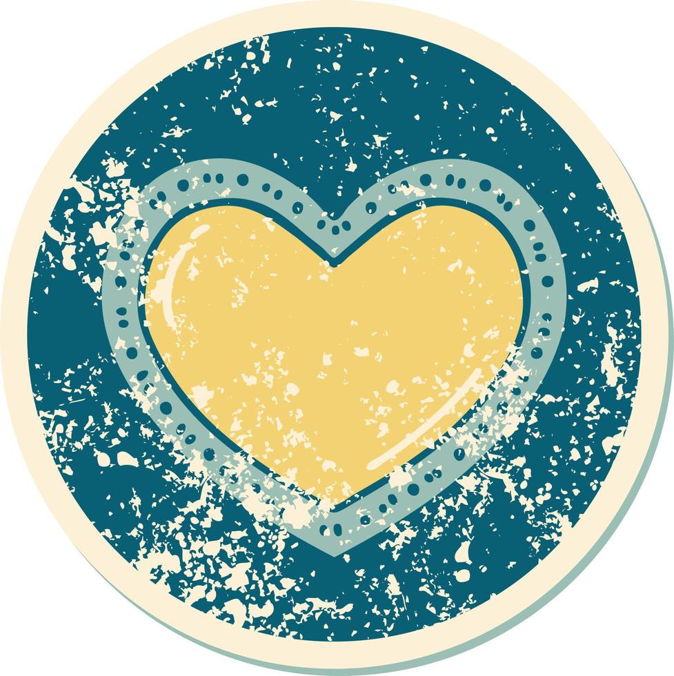 distressed sticker tattoo style icon of a heart vector