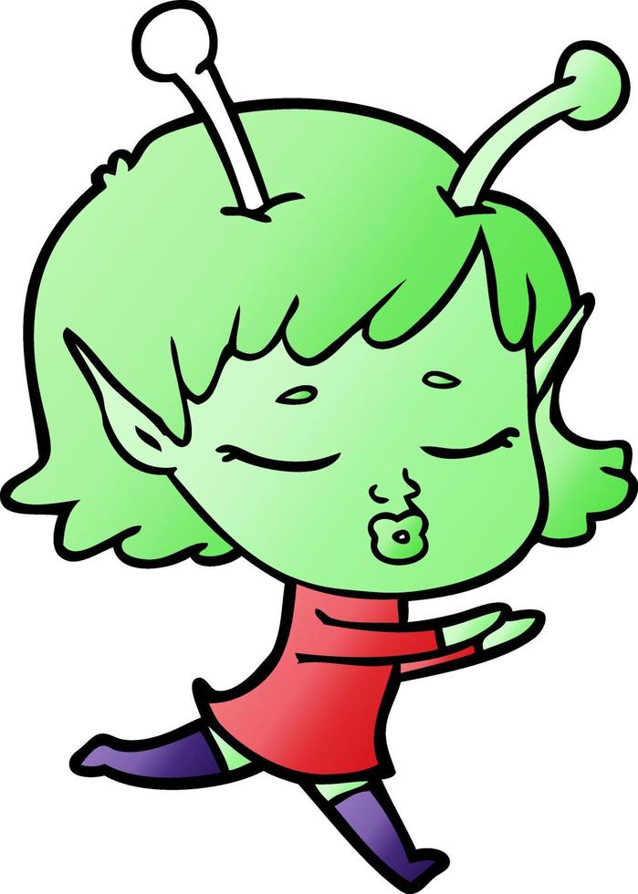 chica alienígena de dibujos animados vector