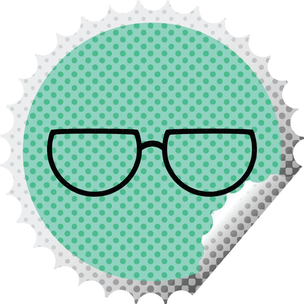 spectacles graphic vector illustration round sticker stamp