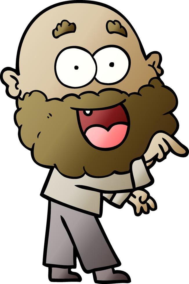 cartoon crazy happy man with beard vector