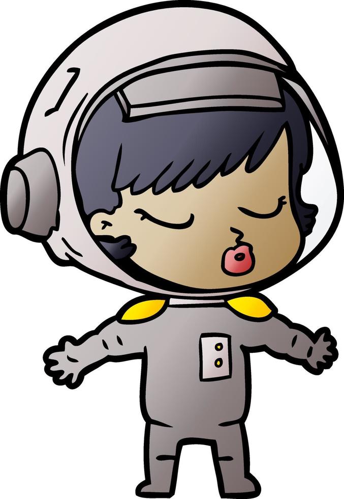 cartoon pretty astronaut girl vector