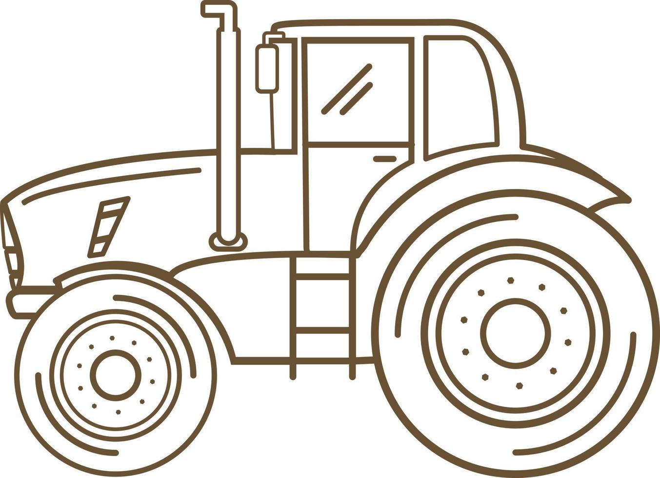 granja de tractores. maquinaria de vehículos agrícolas pesados para el trabajo de campo de cosecha. diseño de arte de línea de vector de dibujos animados. transporte de granja. vista lateral y vista frontal