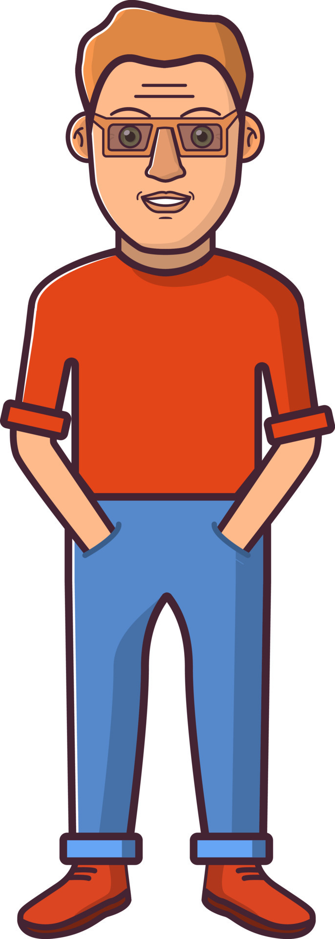 Young happy man in a t-shirt and in trousers and person in casual clothes in line art flat vector. Hipster funny cartoon portrait avatar isolated white background. 12413753 Vector Art Young happy man in a t-shirt and in trousers and person in casual clothes in line art flat vector. Hipster funny cartoon portrait avatar isolated white background. 12413753 Vector Art