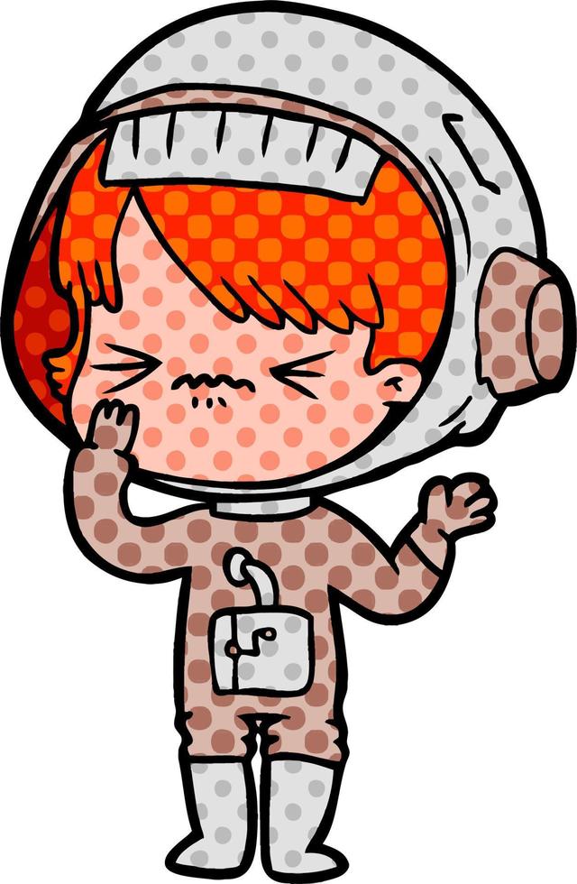 angry cartoon space girl vector