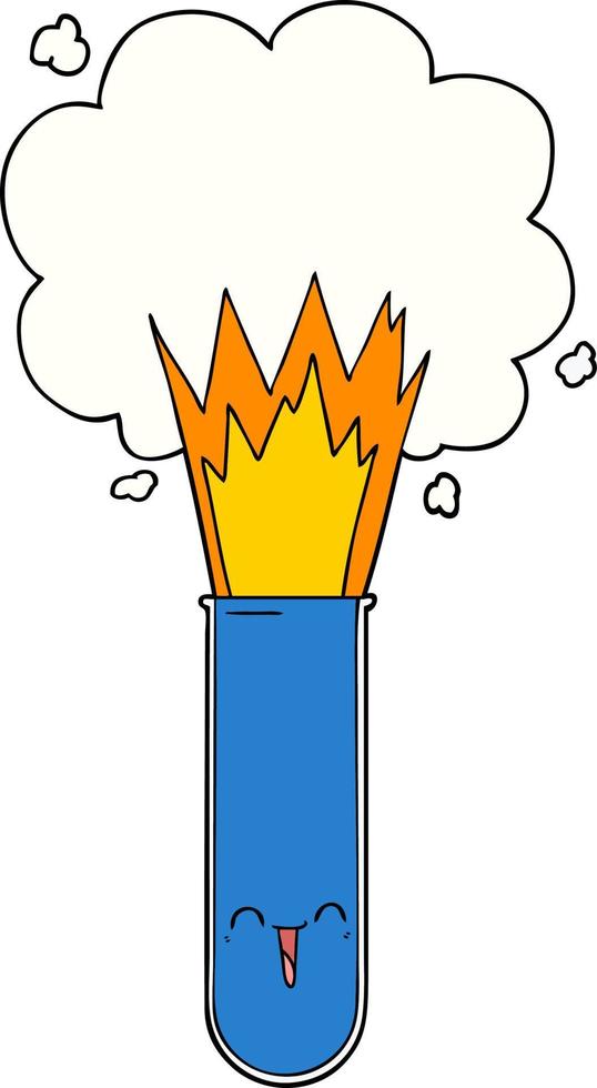 cartoon exploding chemicals in test tube vector