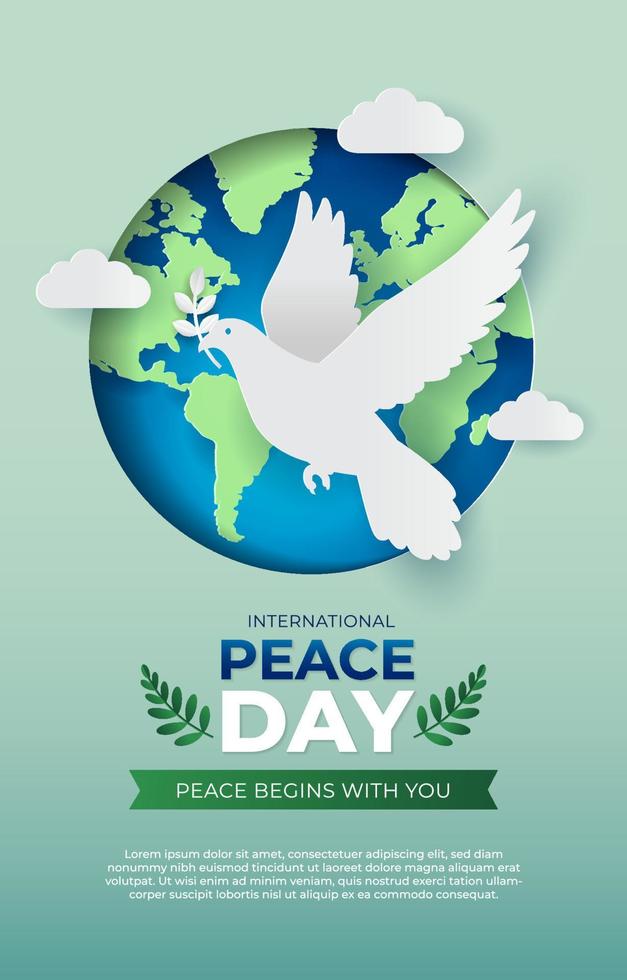 plantilla de póster del día internacional de la paz vector