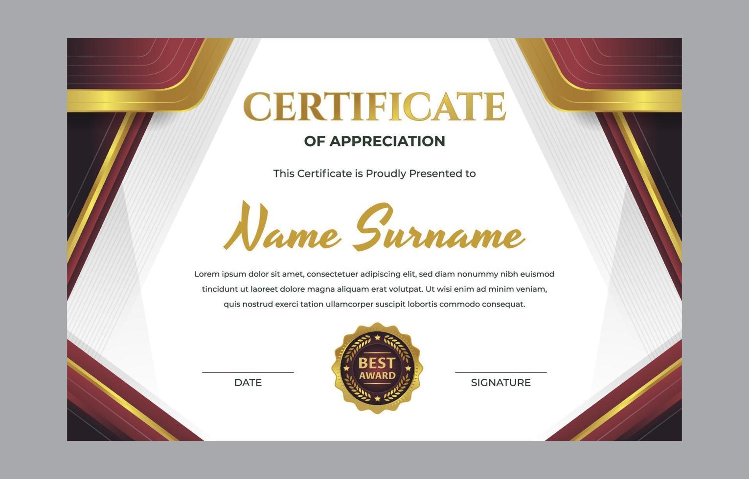 Professional Certificate of Appreciation vector