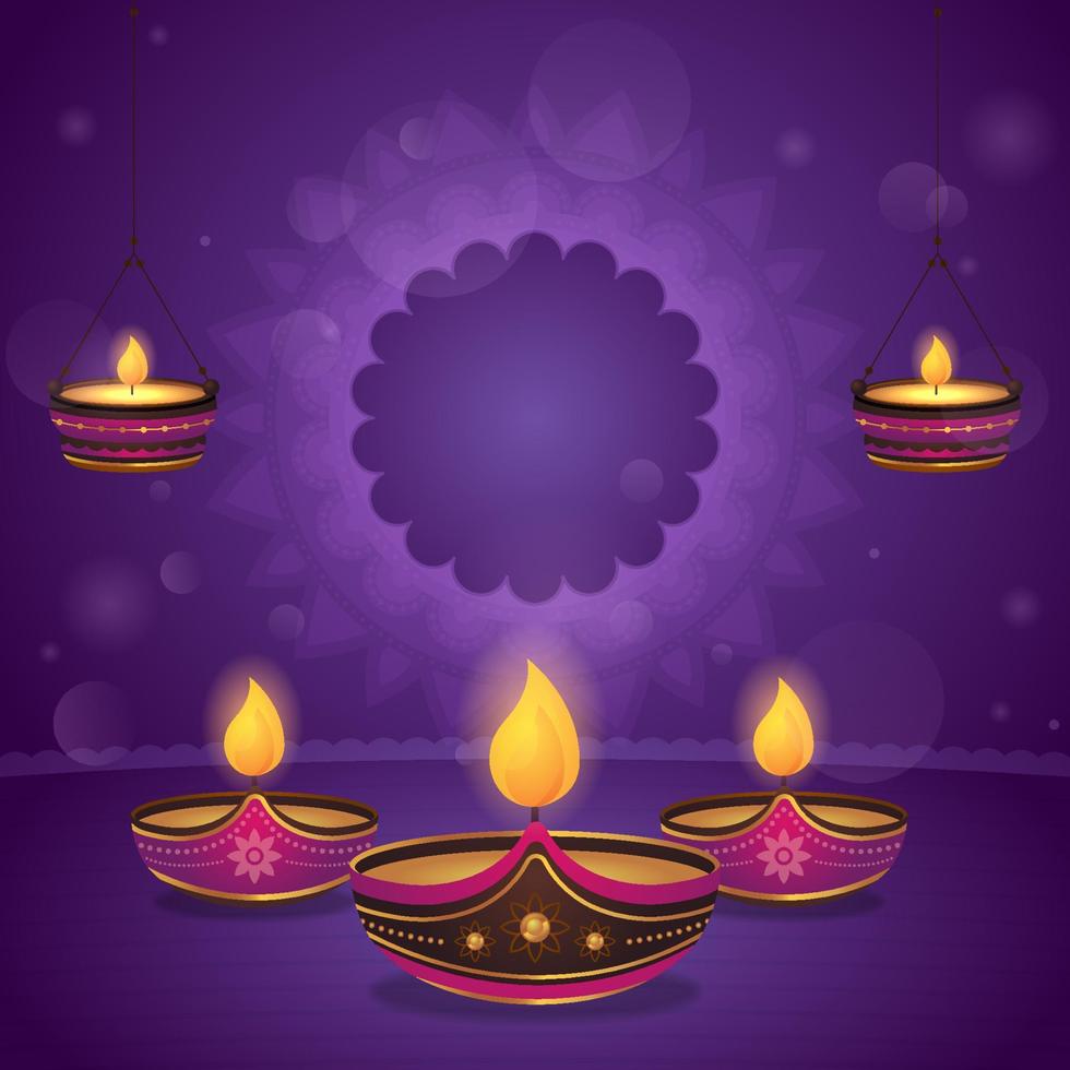 fondo de diwali con lámparas de aceite vector