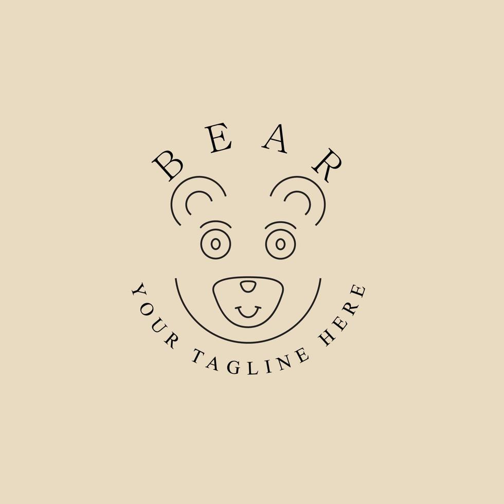 Diseño de vector de icono de logotipo de línea de oso elegante abstracto. signo de vector forrado de animales