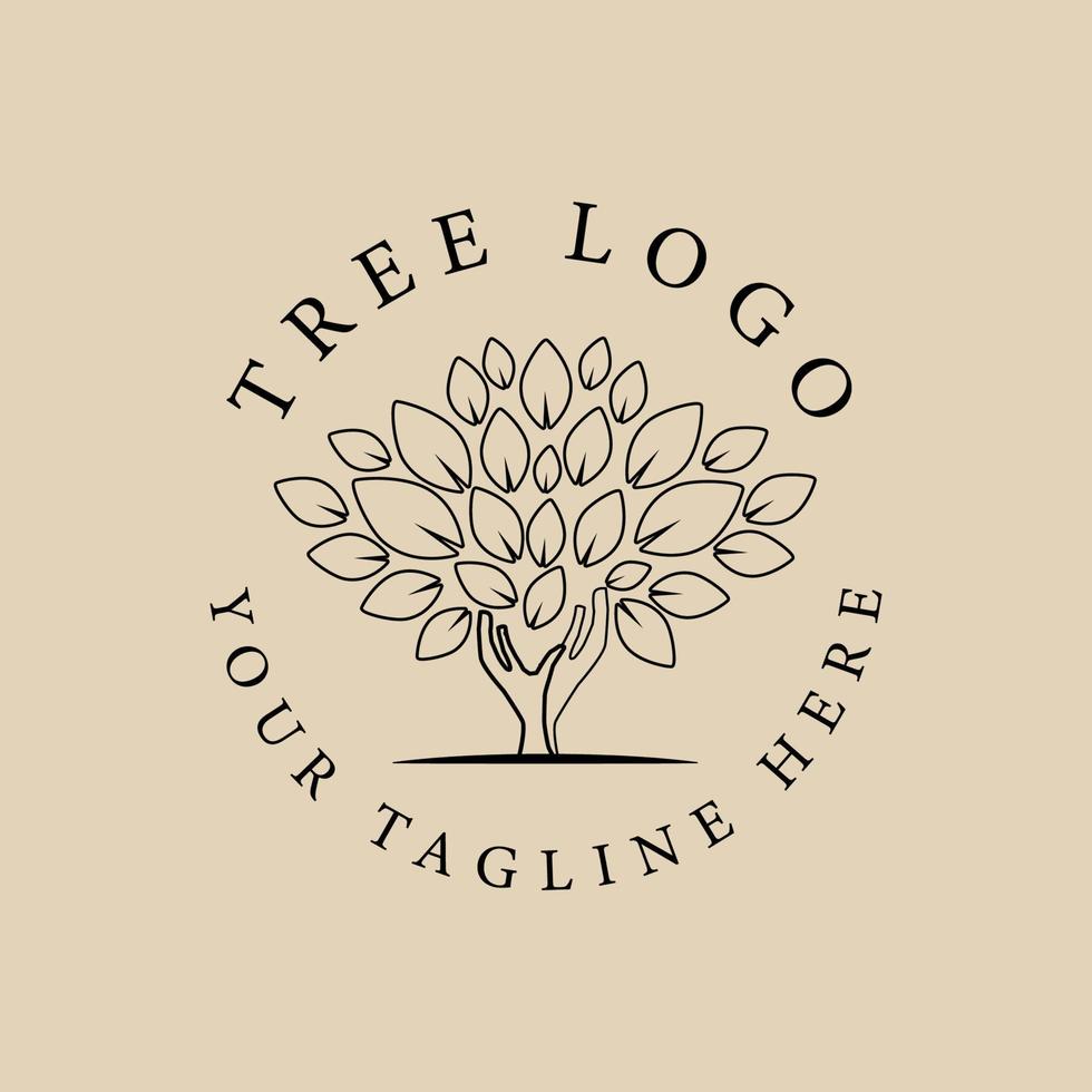 Abstract elegant tree line logo icon vector design. Graceful lined vector sign