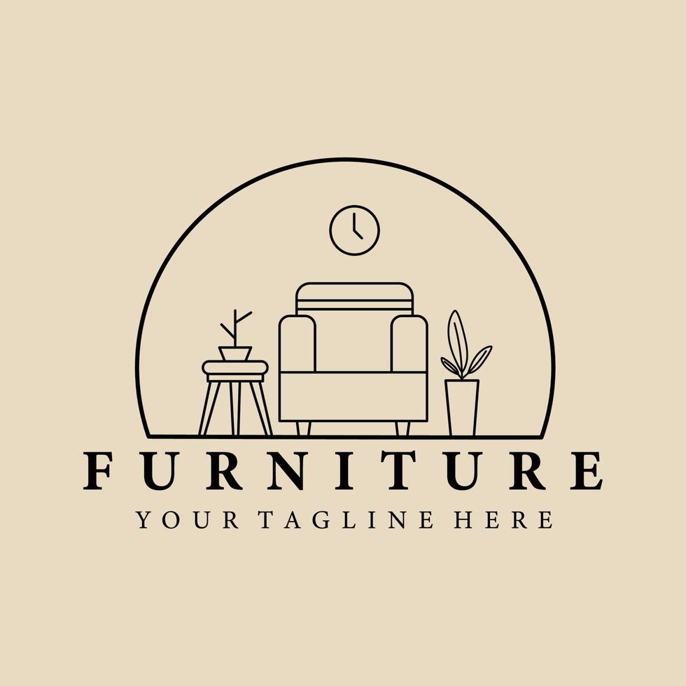 Abstract elegant furniture line logo icon vector design. Graceful lined vector sign