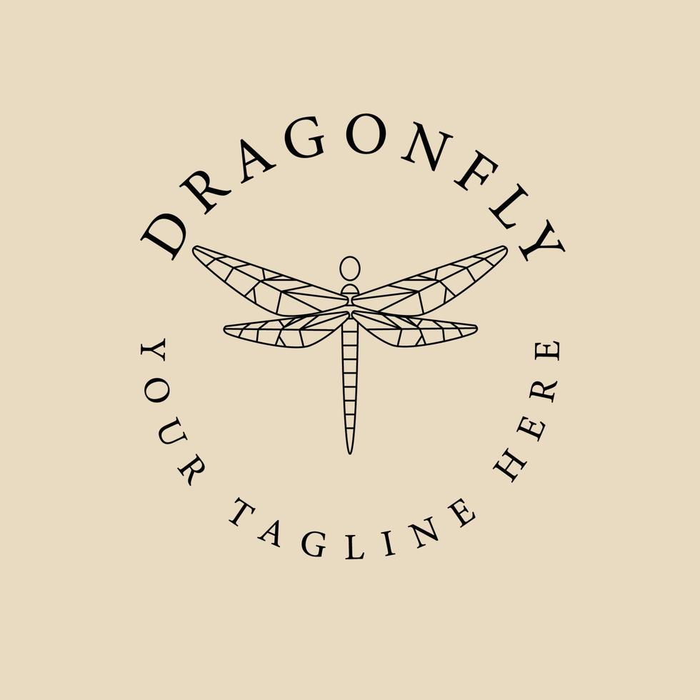 Dragonfly line art logo, icon and symbol, vector illustration design