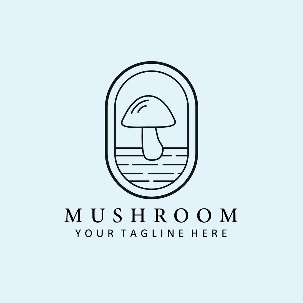 mushroom linear logo, icon and symbol, with emblem vector illustration design