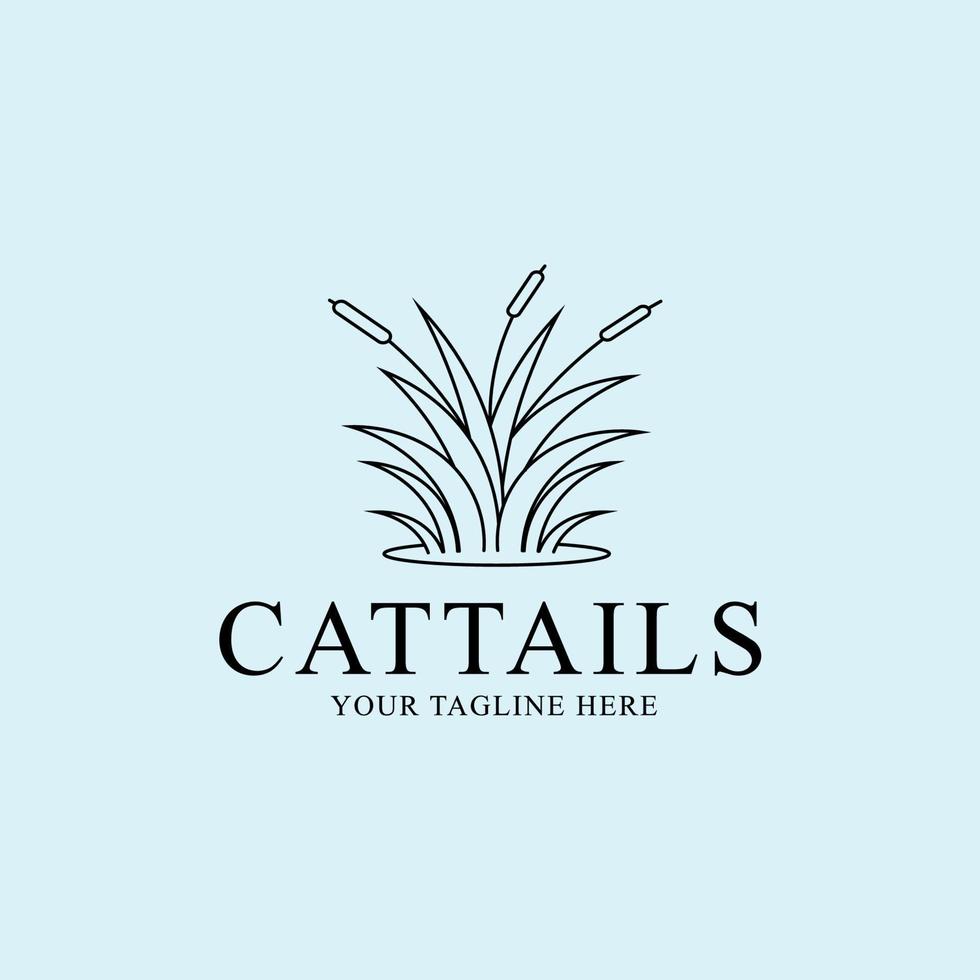 cattails line art logo, icon and symbol, vector illustration design