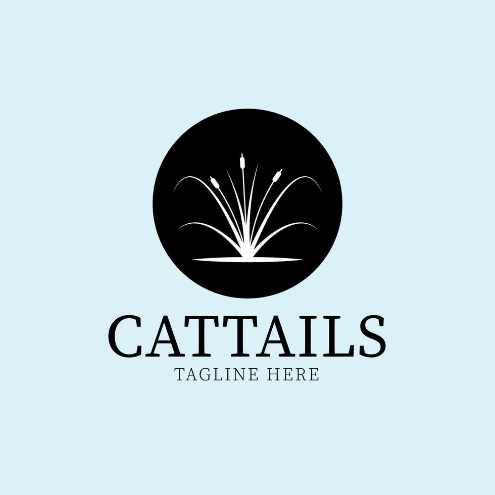 cattail vintage logo, icon and symbol, vector illustration design