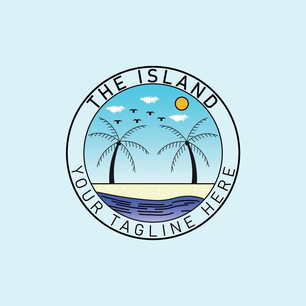 The island vintage logo, icon and symbol, with emblem vector illustration design