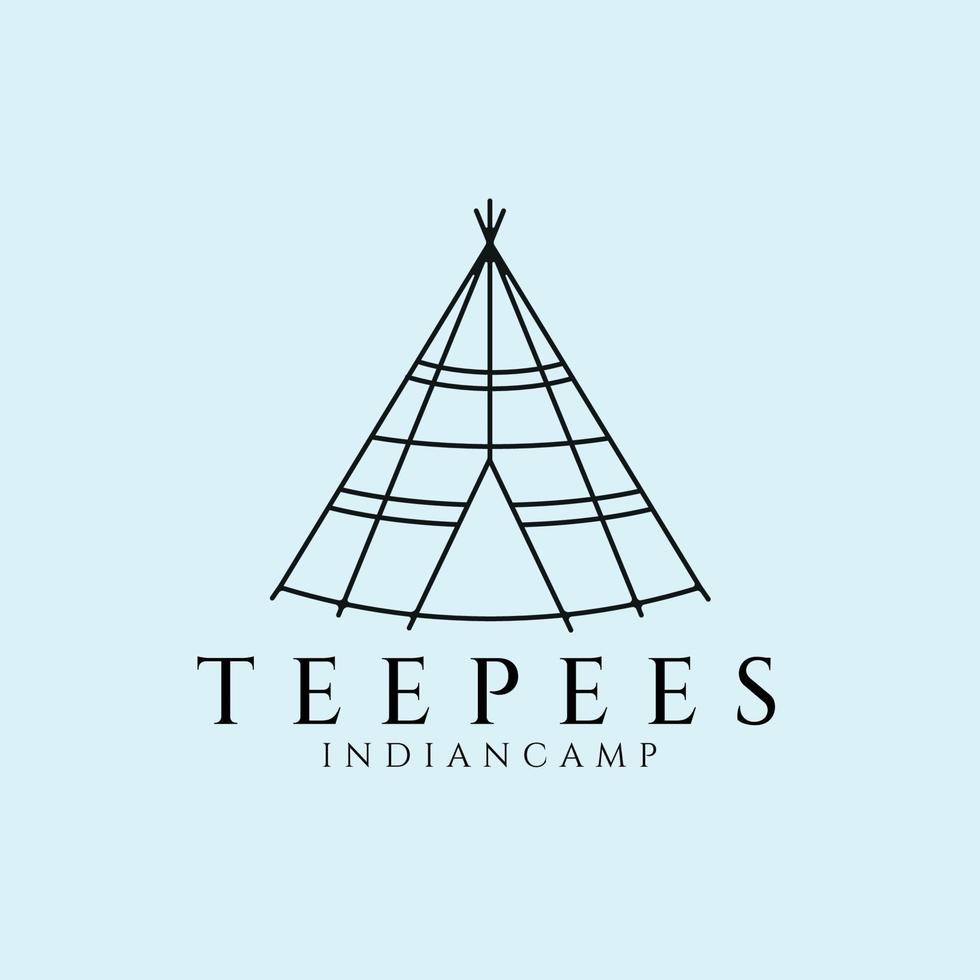 teepees campamento indio línea arte logotipo, icono y símbolo, diseño de ilustración vectorial vector