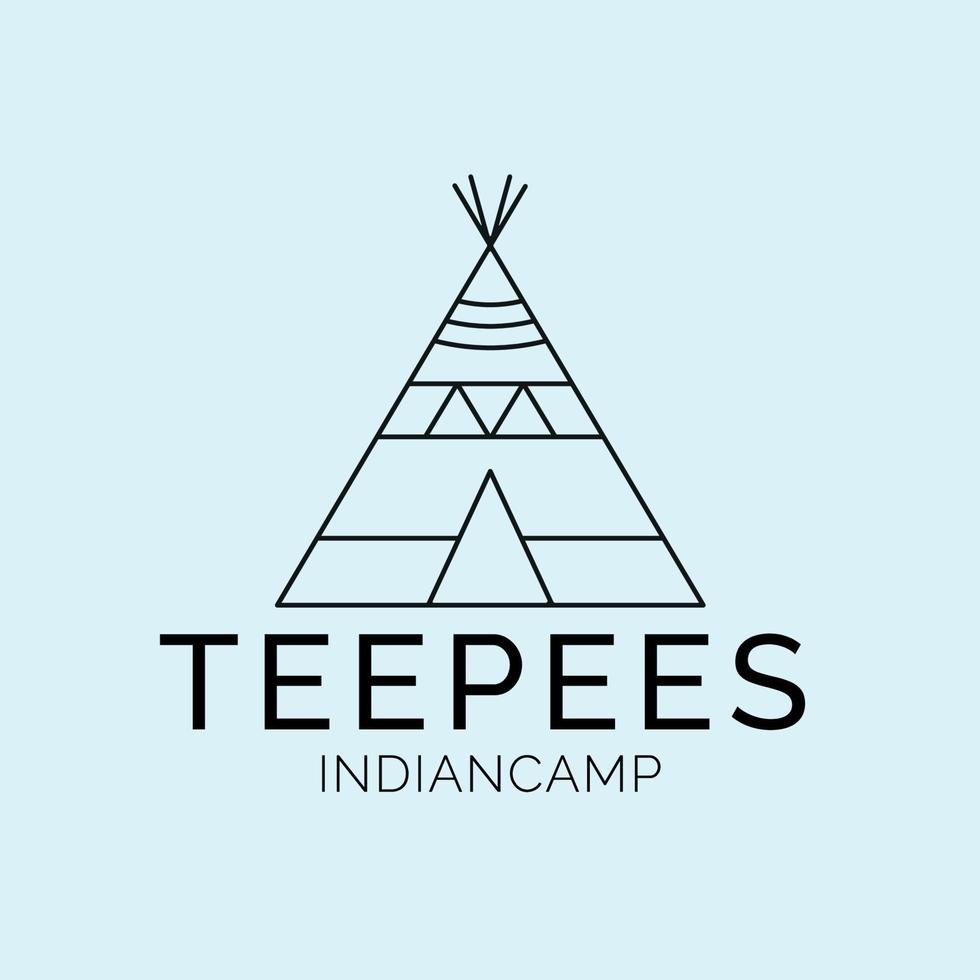 teepees indian camp line art logo, icon and symbol, vector illustration design