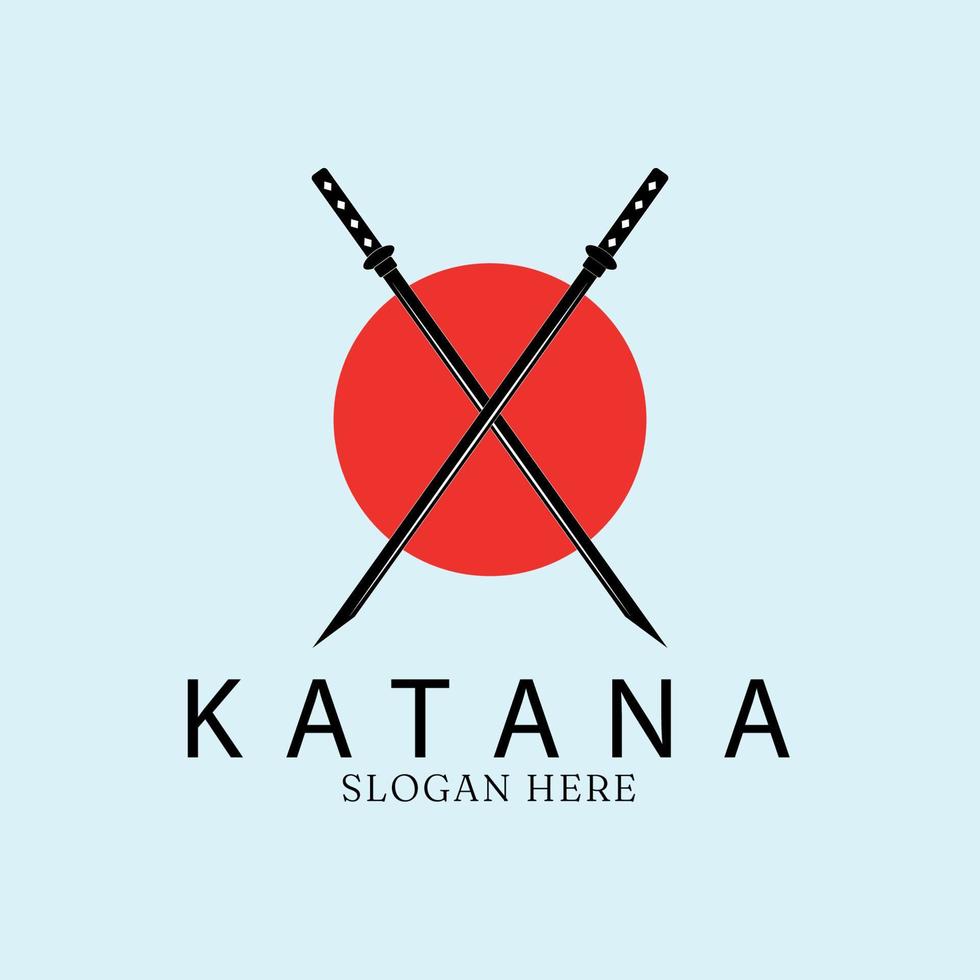 logotipo de arte de línea de espada katana, icono y símbolo, diseño de ilustración vectorial vector