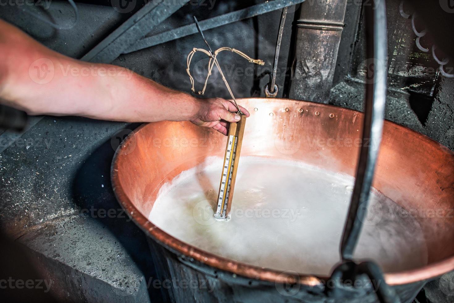 Mensuration of whey temperature in the boiler photo