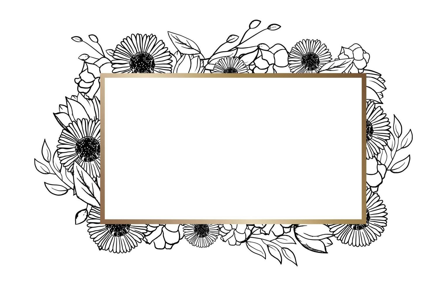 Hand Drawn Flower and Leaf with White Board Background vector