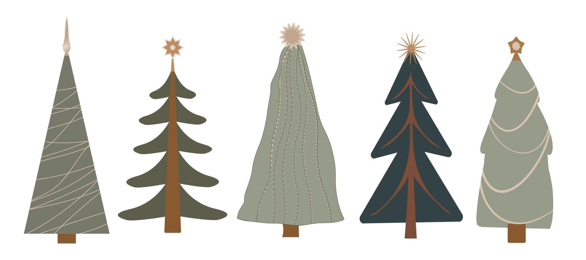 christmas tree with toys and decorations, new year and christmas holiday night, winter nature and trees vector