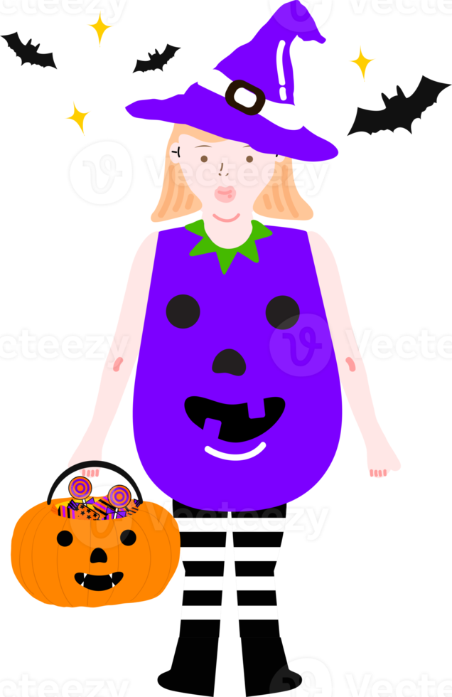 Halloween holiday cartoon character. Cute kids in costumes of witch, mummy, pirate, skeleton and black cat. Ghosts and ghost pumpkins. png