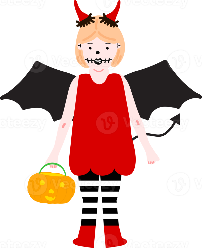 halloween Semester tecknad serie karaktär. söt barn i kostymer av häxa, mamma, pirat, skelett och svart katt. spöken och spöke pumpor. png