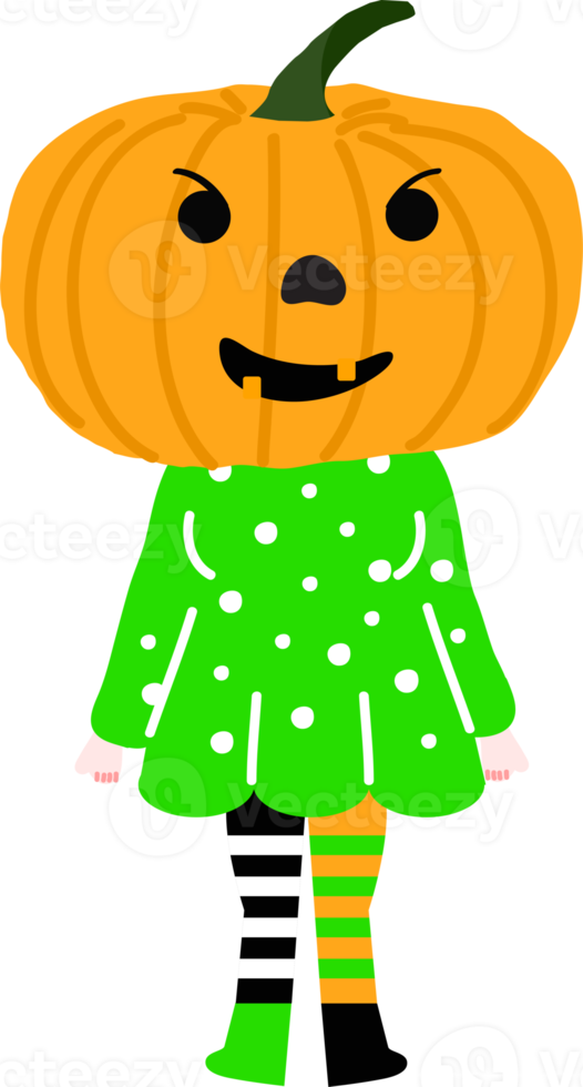 personnage de dessin animé de vacances d'halloween. enfants mignons en costumes de sorcière, momie, pirate, squelette et chat noir. fantômes et citrouilles fantômes. png