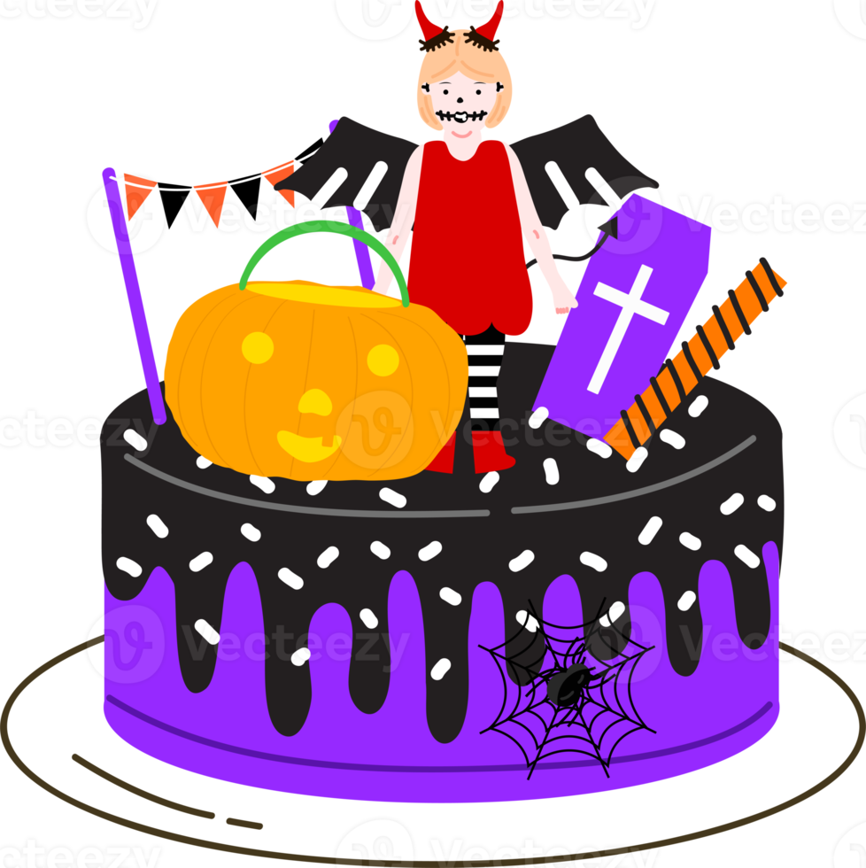 Halloween cupcakes. Cute kids in pumpkin, cat, vampire, witch hat, bat, skeleton and black cat costumes. png