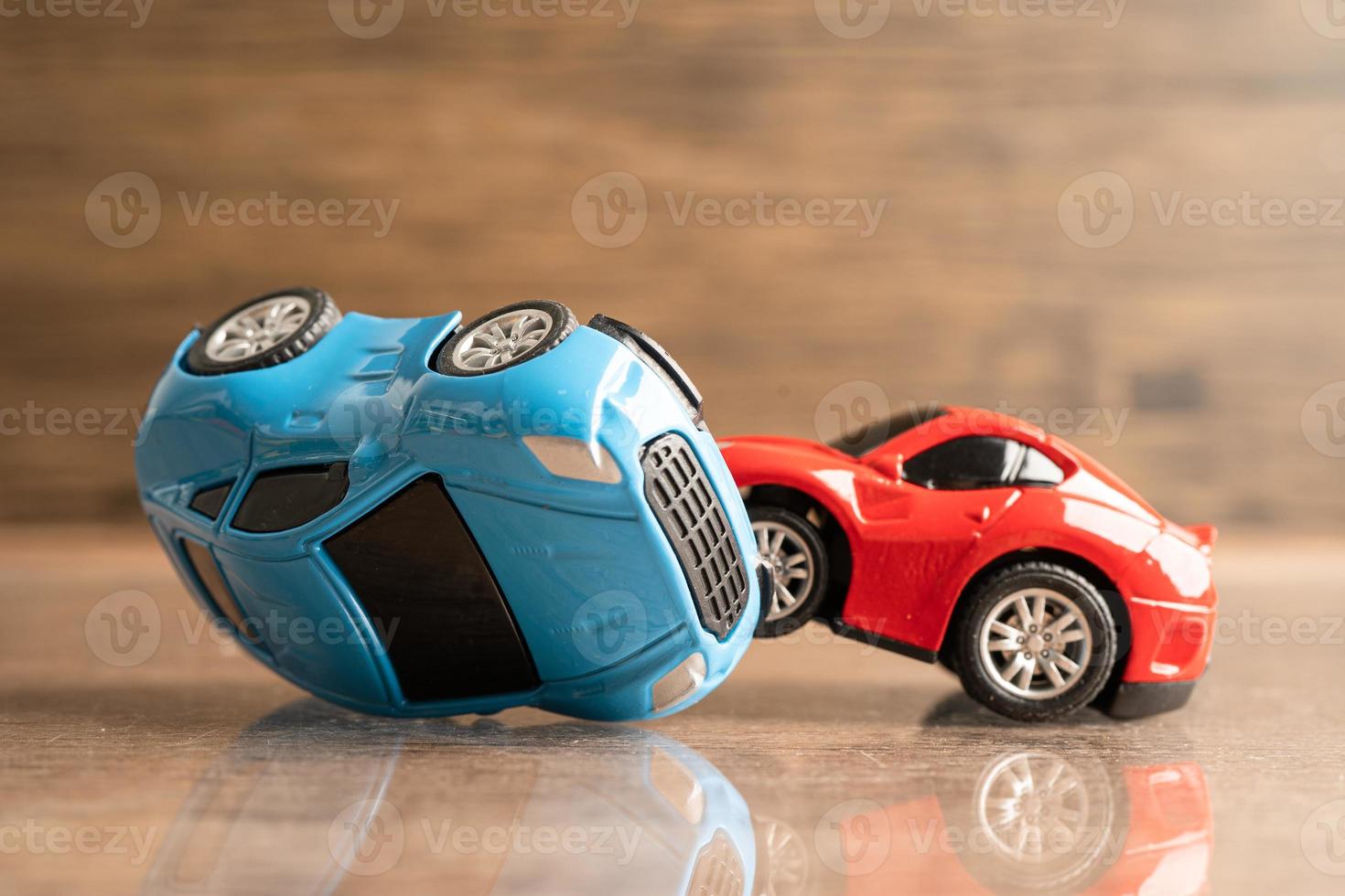 Car crash, accident in traffic road, insurance claim concept. photo