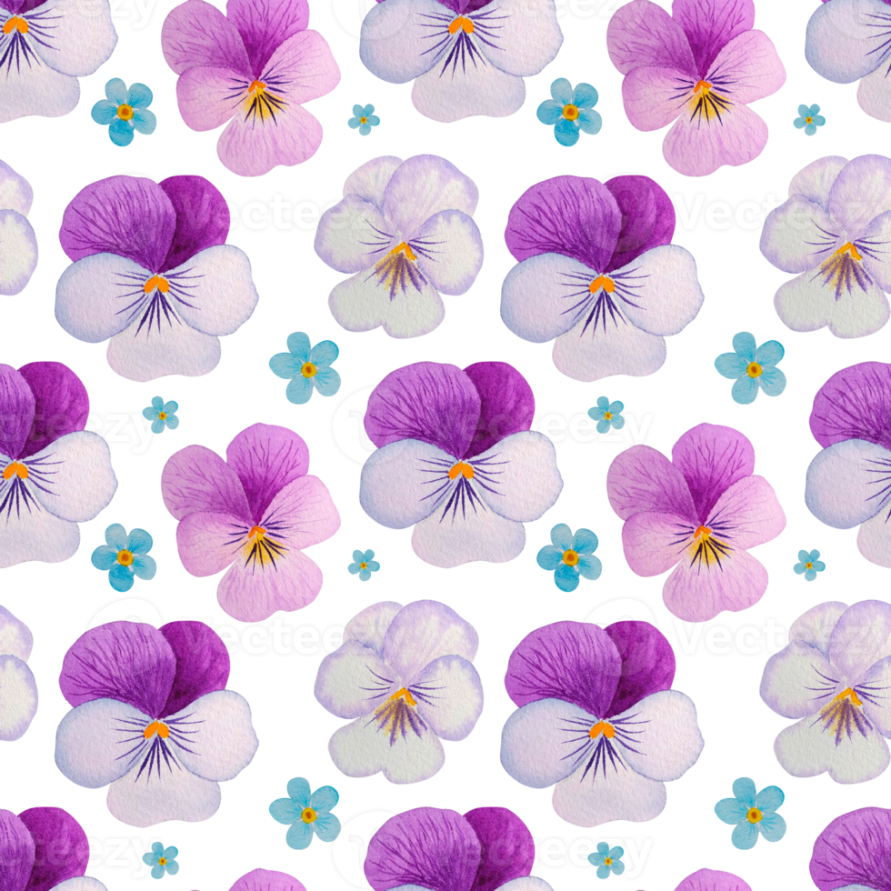 Watercolor spring flowers seamless pattern png