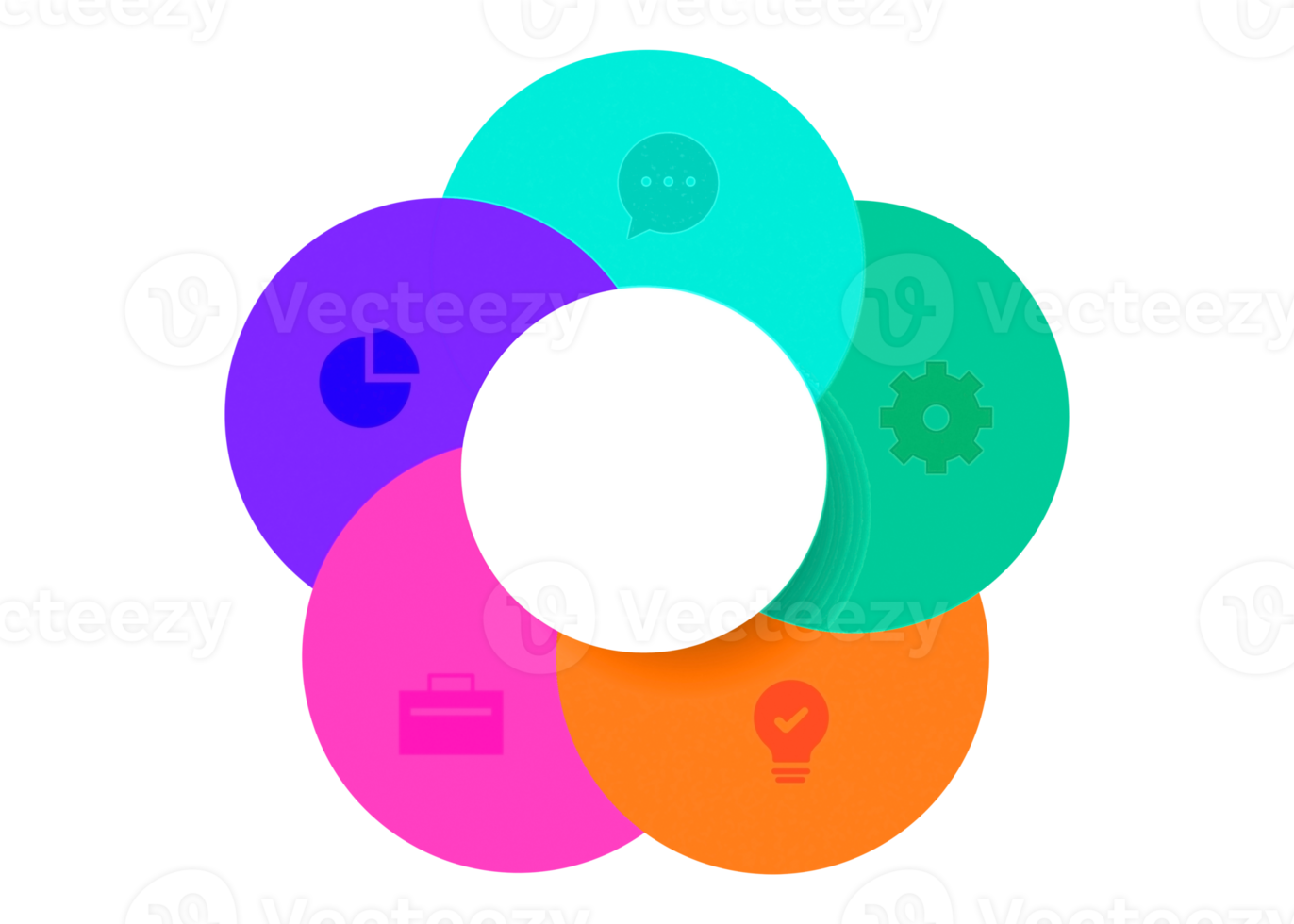 Five steps colorful circle object for infographic template. png
