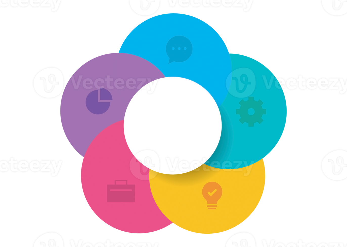 Five steps colorful circle object for infographic template. png