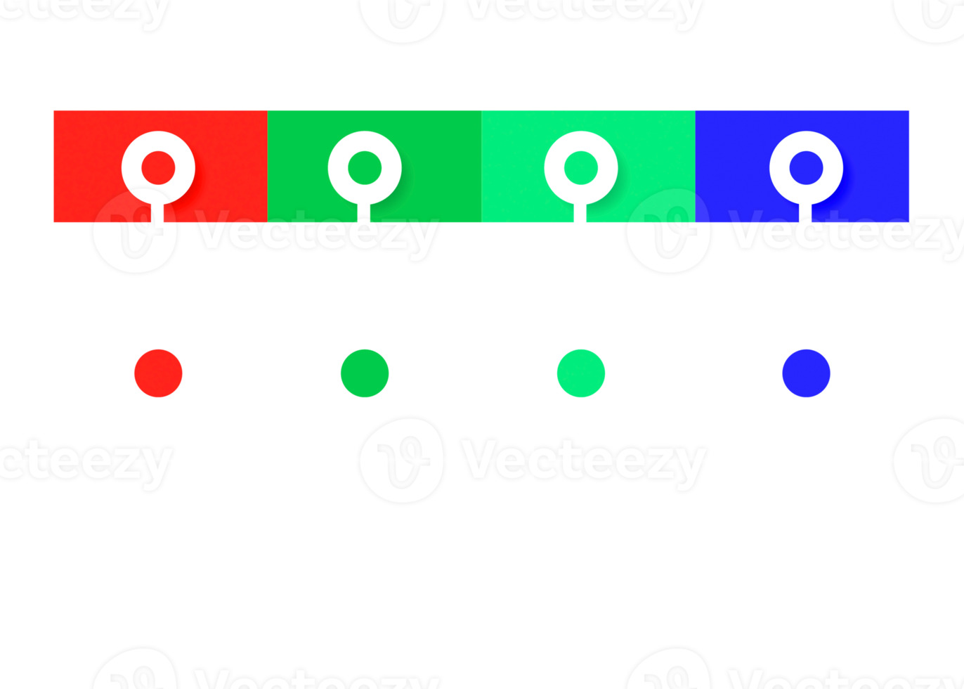 Objeto colorido de cuatro pasos para plantilla infográfica. png