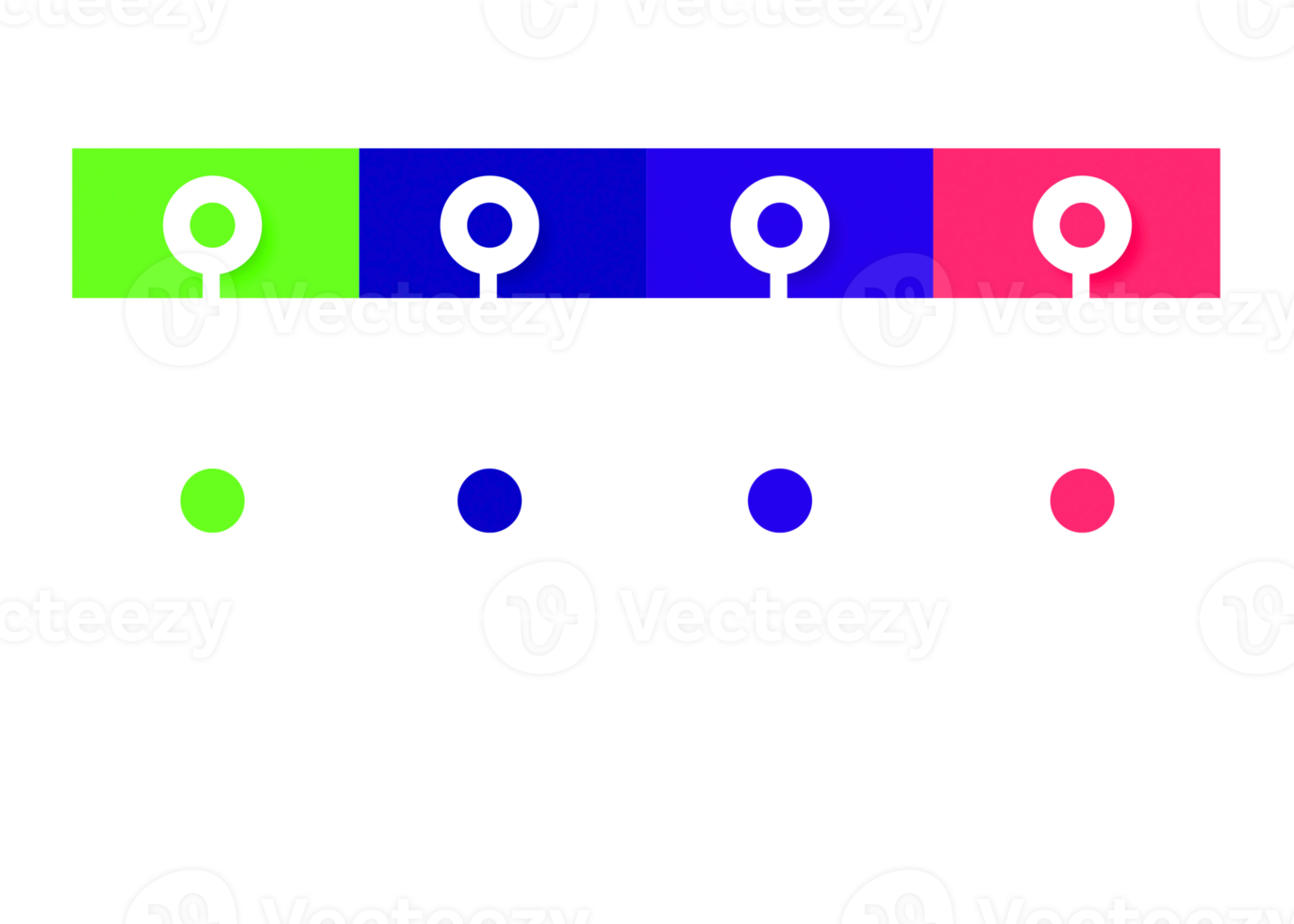 Objeto colorido de cuatro pasos para plantilla infográfica. png